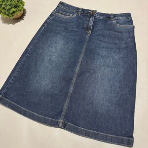 Boden Long‎ Modes Medium Wash Denim Jean No Slit Pencil Skirt Size 8 Long